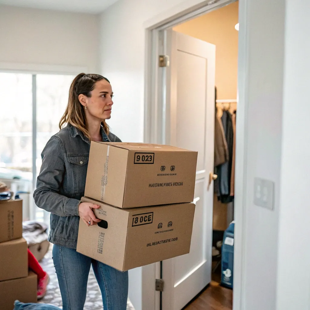 Customer Sarah with moving boxes